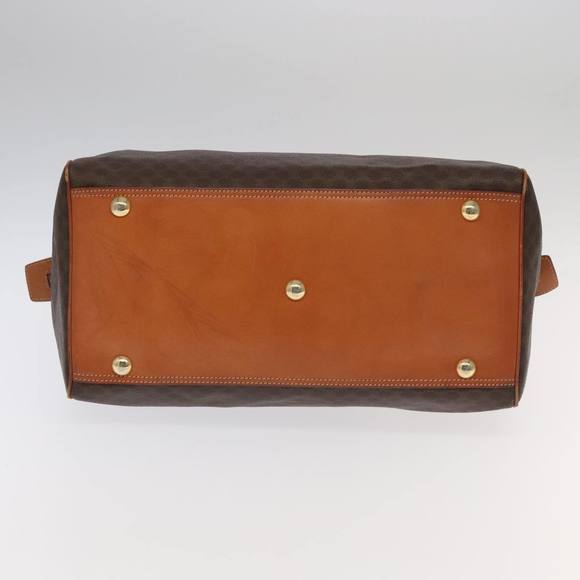 CELINE Macadam Canvas Boston Bag PVC Leather Brown Gold Auth 99360 - Picture 5 of 16